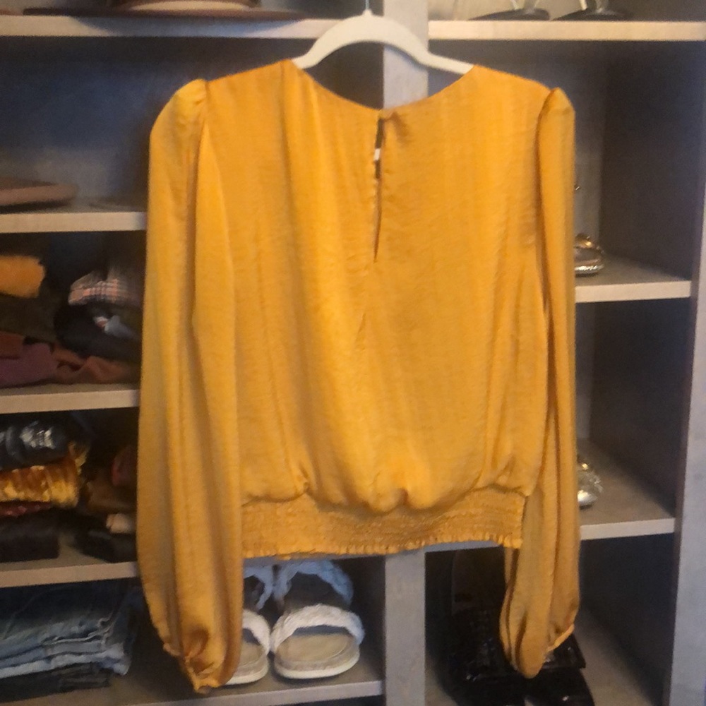 2/$30 Golden yellow puff sleeve blouse - Picture 5 of 6